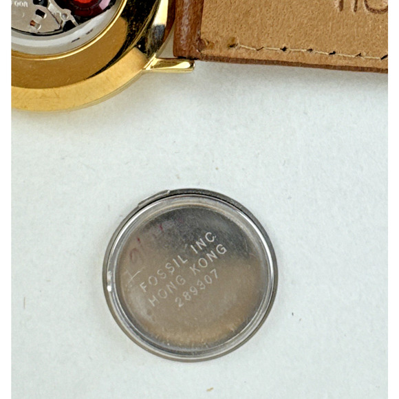 Vintage Fossil Leather Band Watch PARTS Only includes Horse rider tin Repairs - Picture 6 of 14